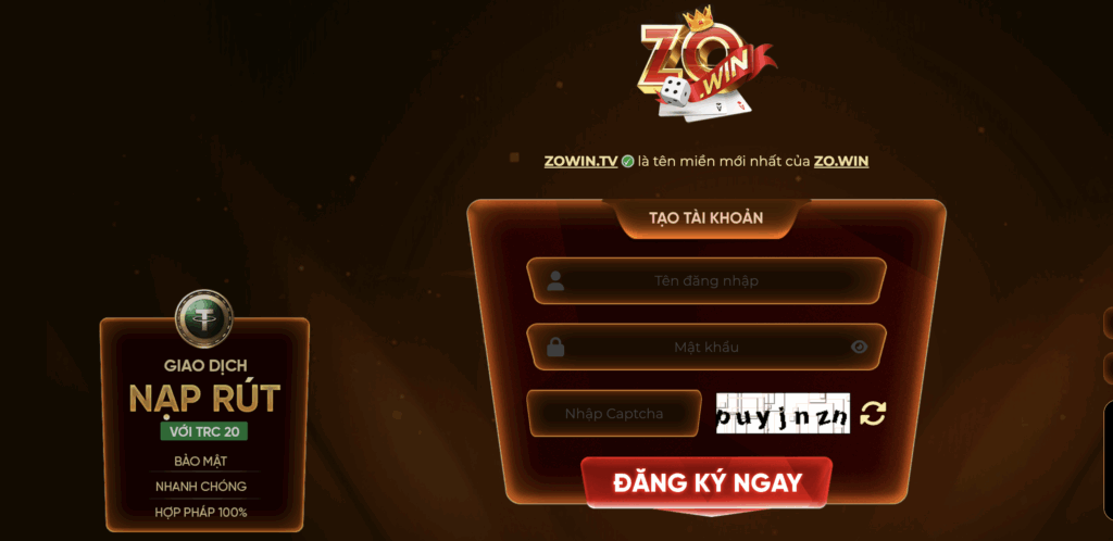 Đăng Ký tài khoản Zowin