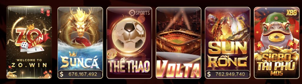 Giao diện trang chủ cổng game Zowin