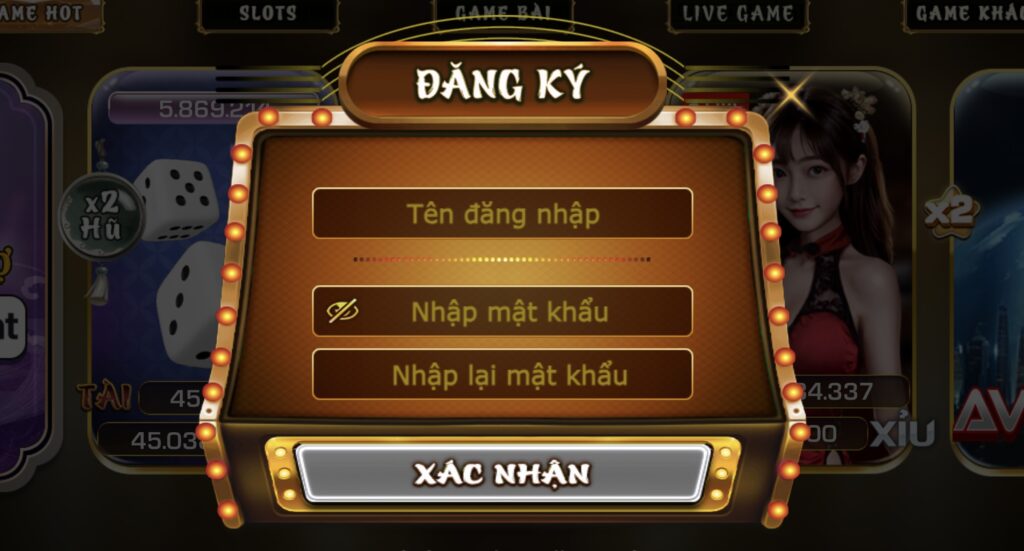 Form đăng ký tài khoản iWin