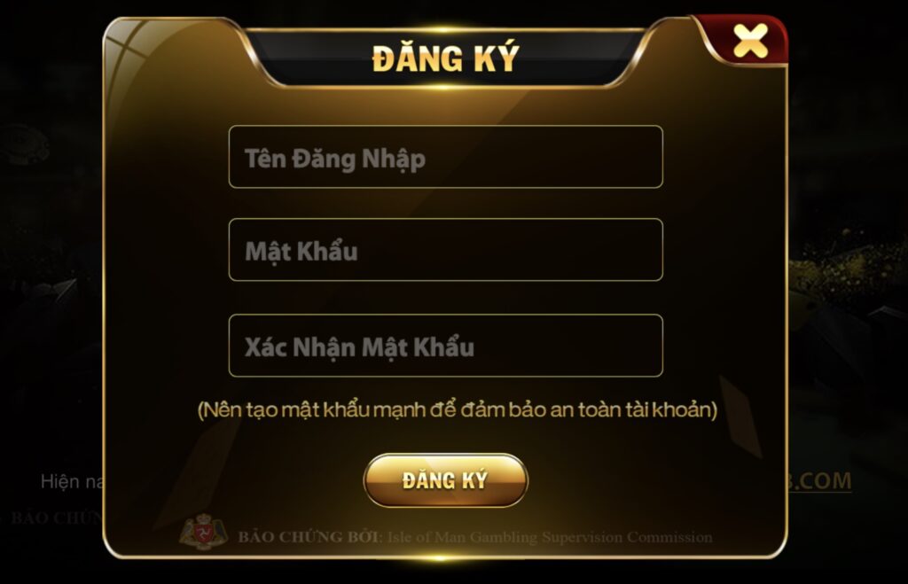 Form đăng ký tài khoản Go88